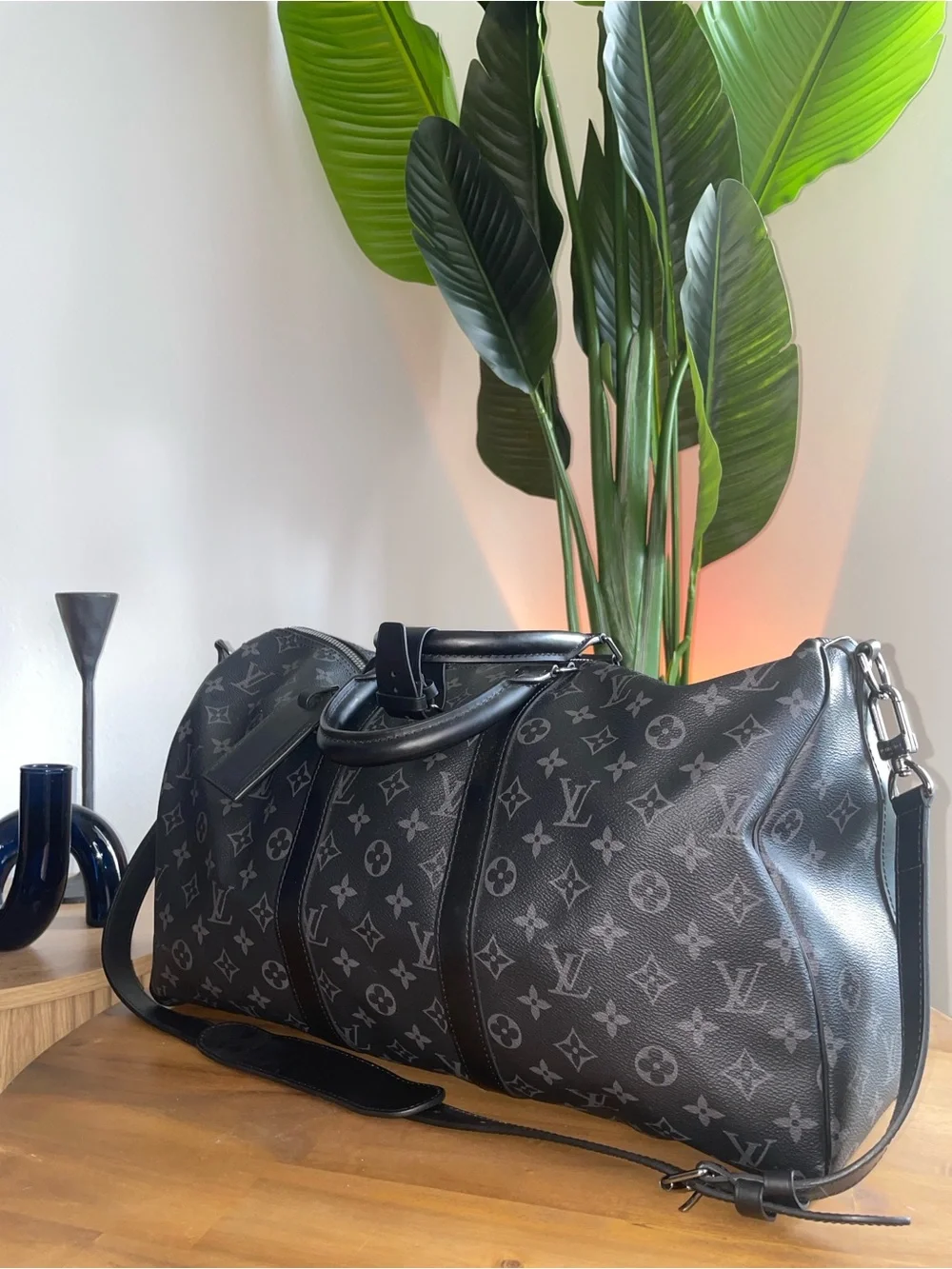 Louis Vuitton Black Monogram Eclipse 45 Keepall Duffel Bag